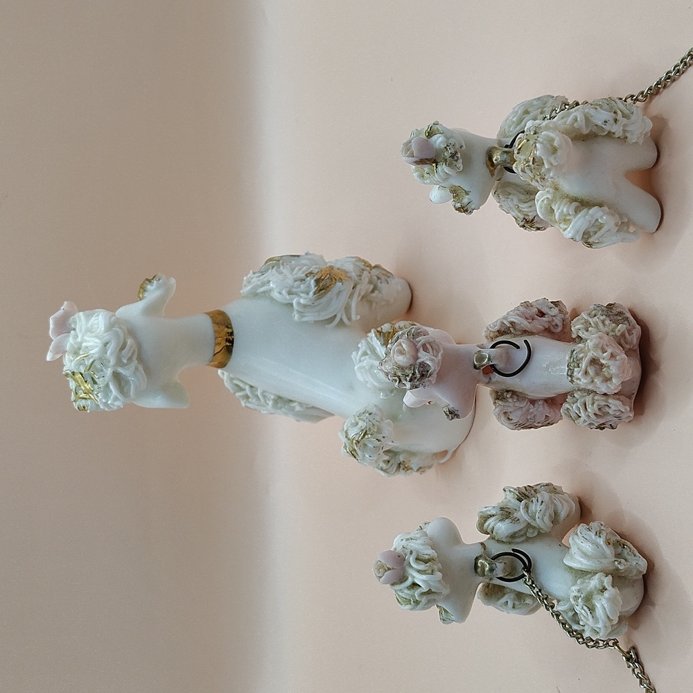 Vintage Ceramic Spaghetti Poodle Mom And Three Pups - Picture 6 of 8
